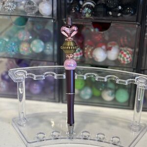Handcrafted Elegant Pink and Gold Decorative Beaded Pen